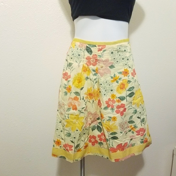 Vintage style Gathered Yellow Floral Skirt cottagecore plus Size 16 - Picture 9 of 12
